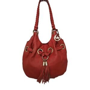 MICHAEL Michael Kors Braided Astor Large Shoulder Handbag/Tote in Orange Leather